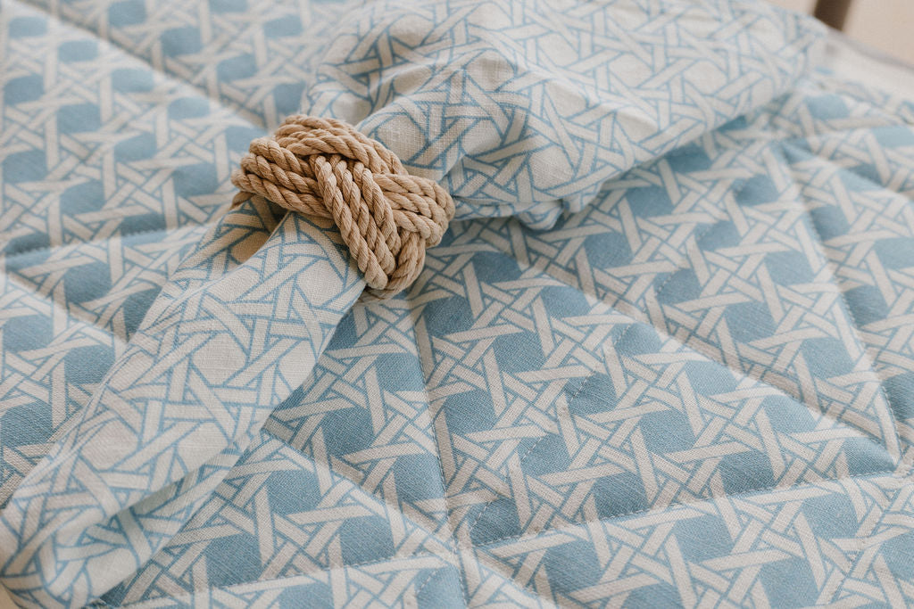 White & Blue Basketweave Napkins (Set of 2)