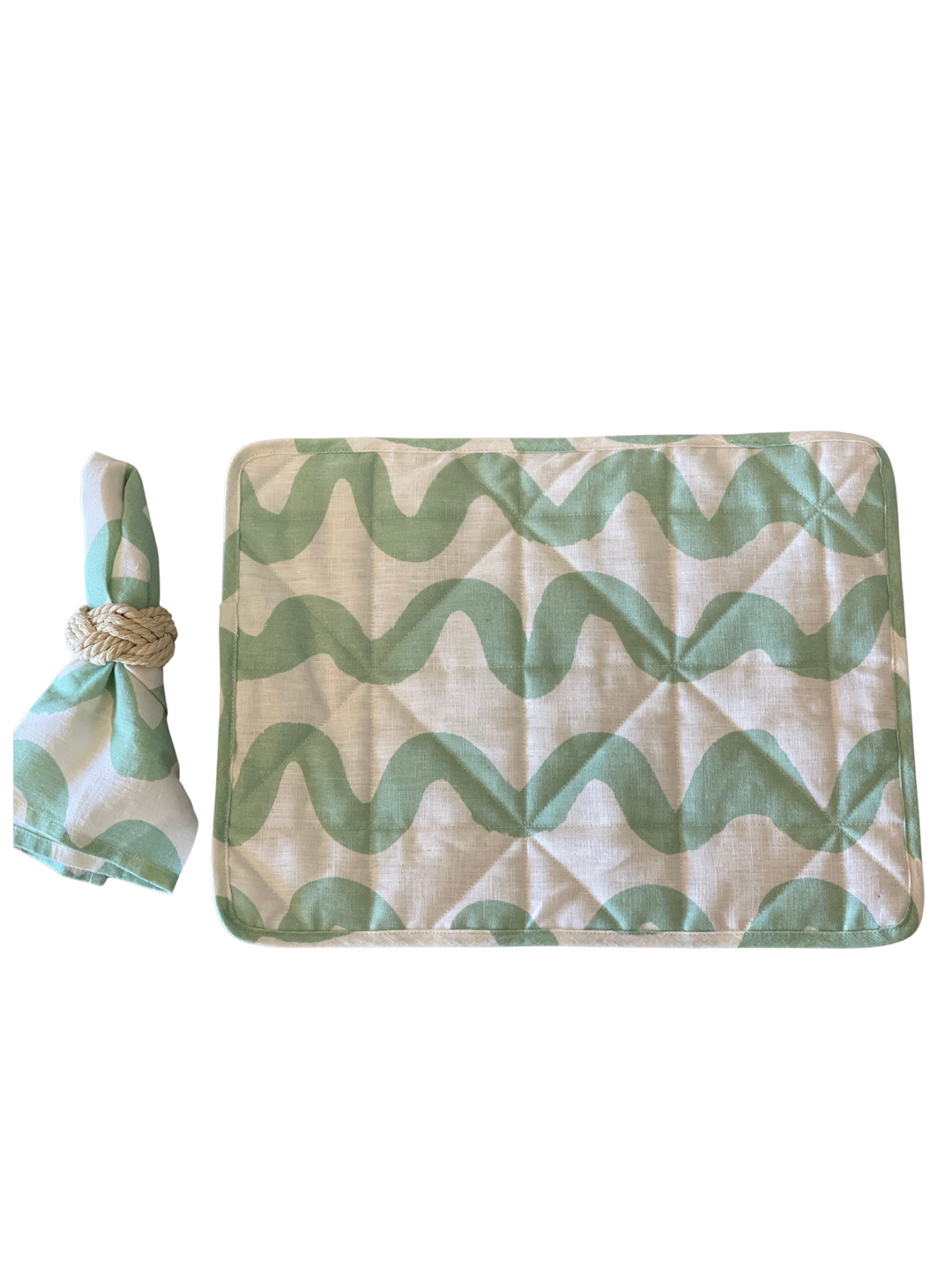 Placemats Quilted - French Green / White (Set of 4)